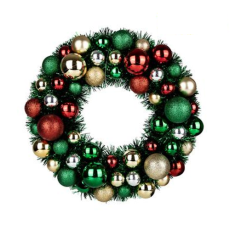 Christmas Wreath - Tinsel with Baubles 33cm